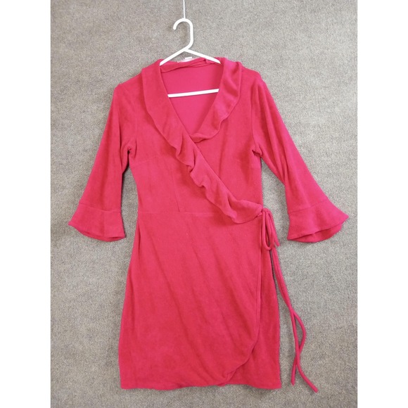 Victoria's Secret Other - Victoria's Secret Angels Red Terry Cloth Ruffle Wrap Robe Bell Sleeve S/M